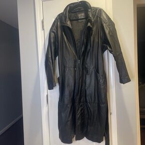 Vintage I.O.U. Euro-Mode Leather Trench Coat Men’s XL Black 1990s